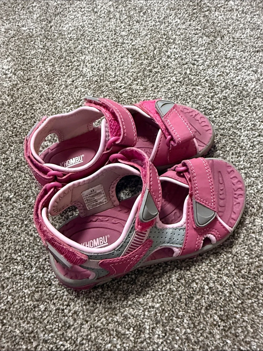 Khombu Pink Kids Hook-and-Loop Outdoor Sandals